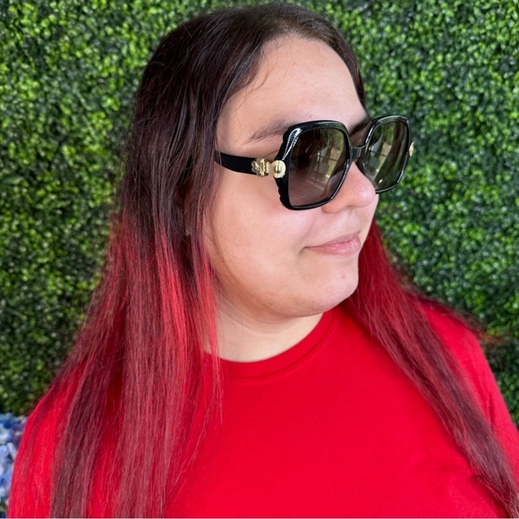 CHLOE - VERA BLACK SCALLOPED SQUARE FRAME SUNGLASSES - NEW - Picture 11 of 15